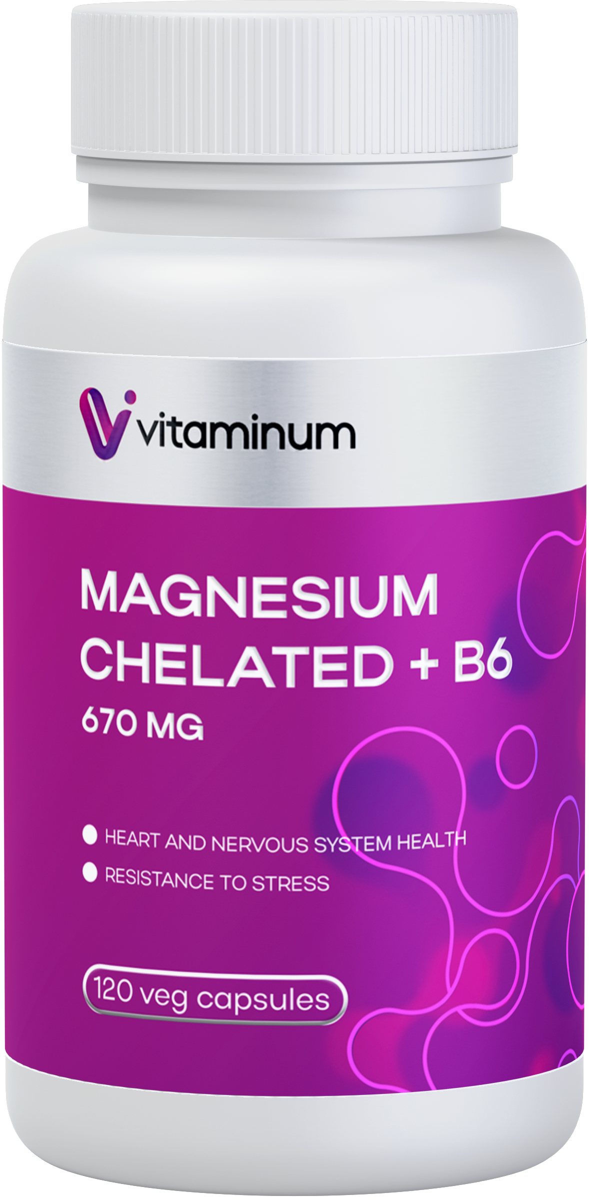  Vitaminum МАГНИЙ ХЕЛАТ + витамин В6 (670 MG) 120 капсул 800 мг  в Шебекине